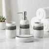 4-Piece Speckled Ceramic Bathroom Set - Modern WASH Design with Stainless Steel Pump