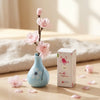 Lily Scented Reed Diffuser - Blue Floral Ceramic Bottle with Cherry Blossom Branch