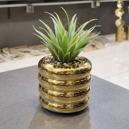 Ribbed Gold Succulent Planter
